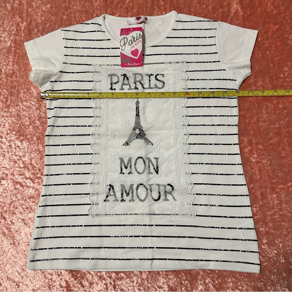 NWT top T-shirt for a girl 14 y.o. 95% cotton 10% elastane bought in Paris - Picture 4 of 8